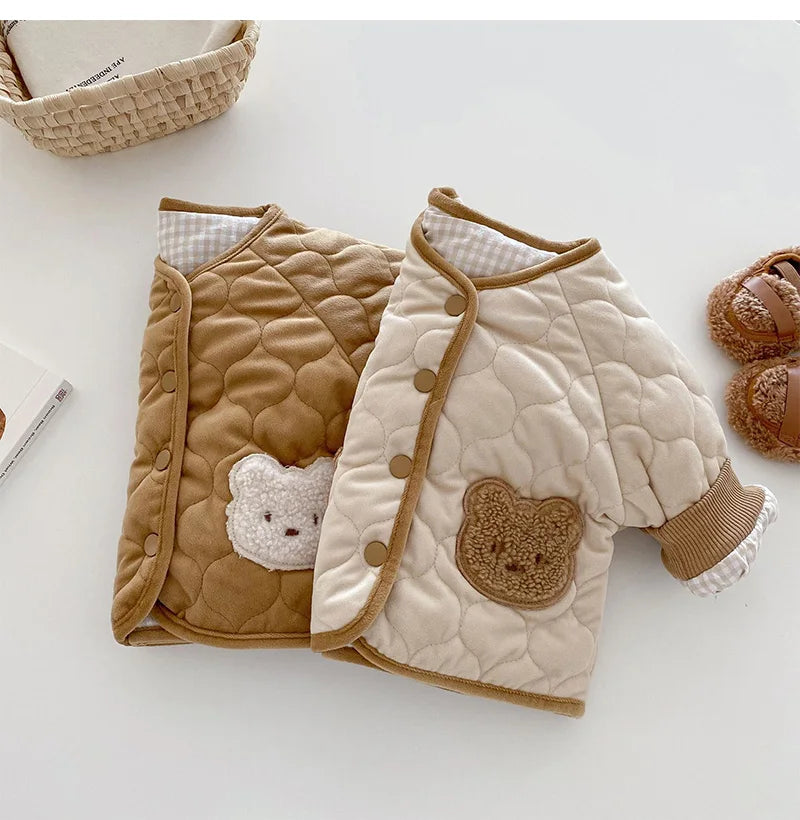 Double-sided Baby Winter Jackets Cute Bear Autumn Baby Outerwear Clothes Casual Kids Coats for Girls Boys Tops Clothing 0-5Y