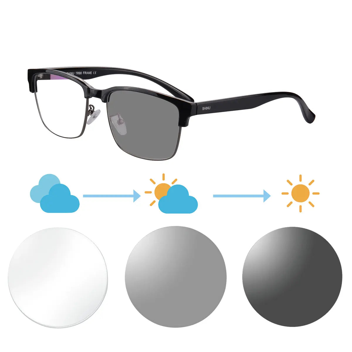 Photochromic Reading Glasses Man Intelligent Glasses Progressive Multifocal Optical Lenses Anti Blue Light Or Radiation Glasses