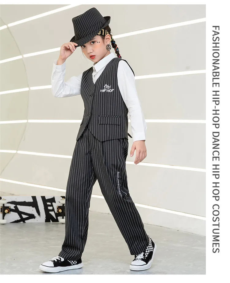 Kids Performance Costume Stage Outfit for Hiphop Dance Clothing Boys Girls Jazz Breaking Streetdance Waistcoats
