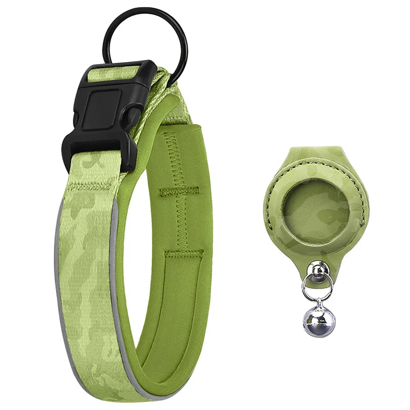 Airtag Dog Collar Adjustable Nylon Reflective Pet Collar For Small Medium Large Dog Durable Anti-lost Dog Necklace With Padded