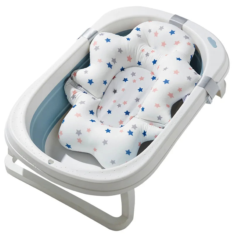Universal Baby Bath Seat Pad Newborn Floating Recliner for Tub 2-in-1 Sit Lie Support Mat for Baby Breathable Mesh Wash Cradle