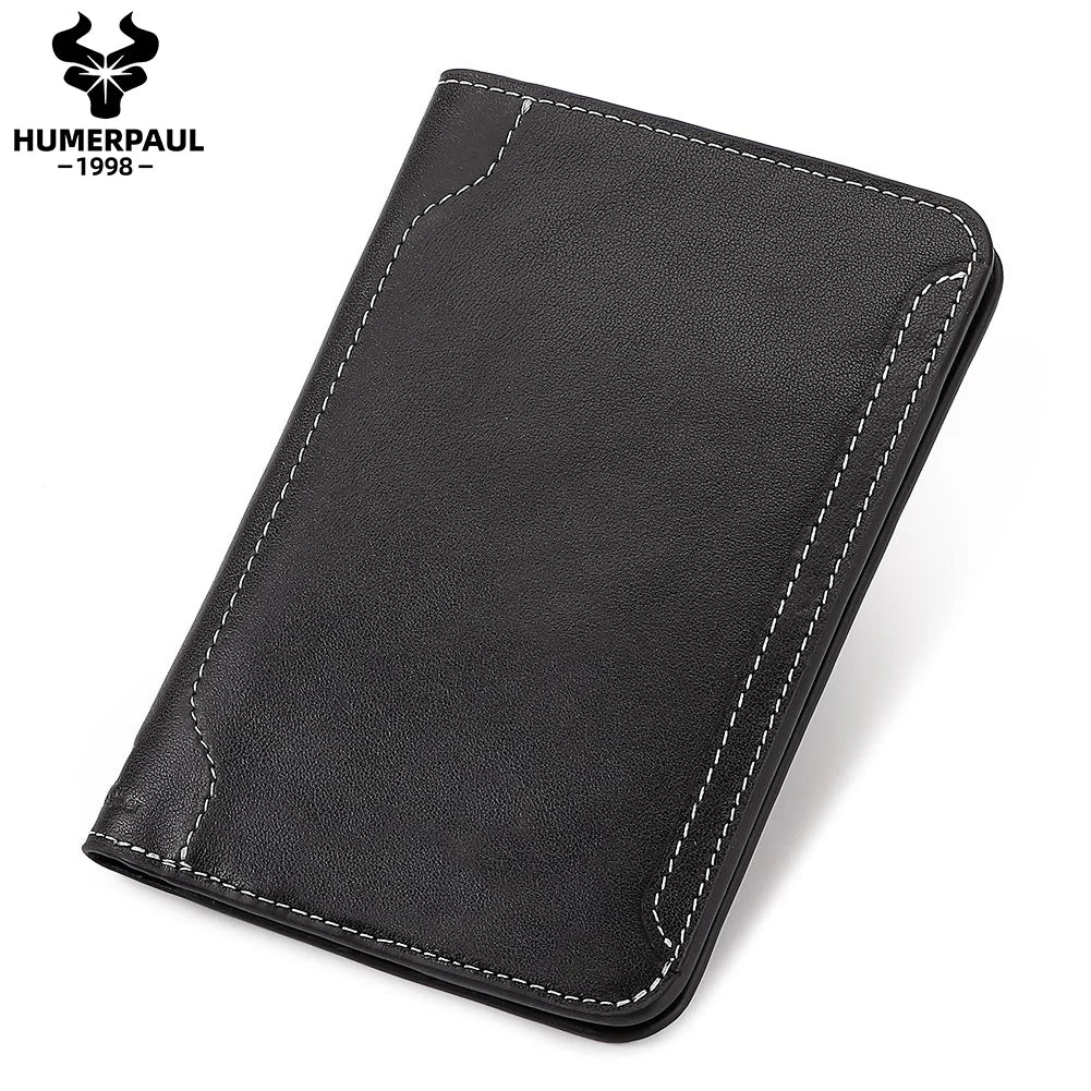 Travel Essentials Passport Holder Wallet RFID Full Grain Leather Mens Credit Card Holder Slim Purse with Vaccine Card Slot