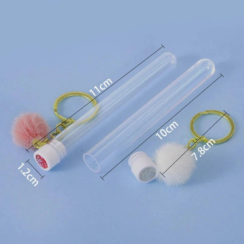 50/5pcs Gold Keychain Tube Eyelash Brush Crystal Lash Mascara Wands Eyebrow Comb Spoolies Container Lashes Brushes Makeup Tools