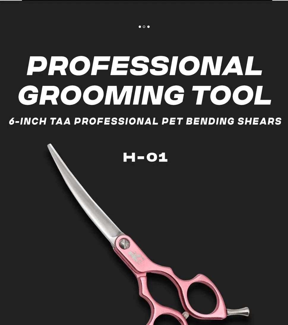 TAA Dog Scissors Professional Pet Grooming Scissors 6 Inch Curved Scissors for Dog Cat Grooming Shears Ultra-Light Cutter H-01