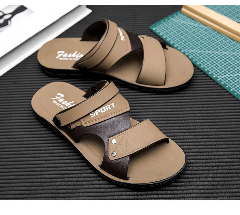 Summer Men's Sandals Fashion Beach Shoes For Men Classic Leather Slipper Male Outdoor Casual Leather Sandals Men
