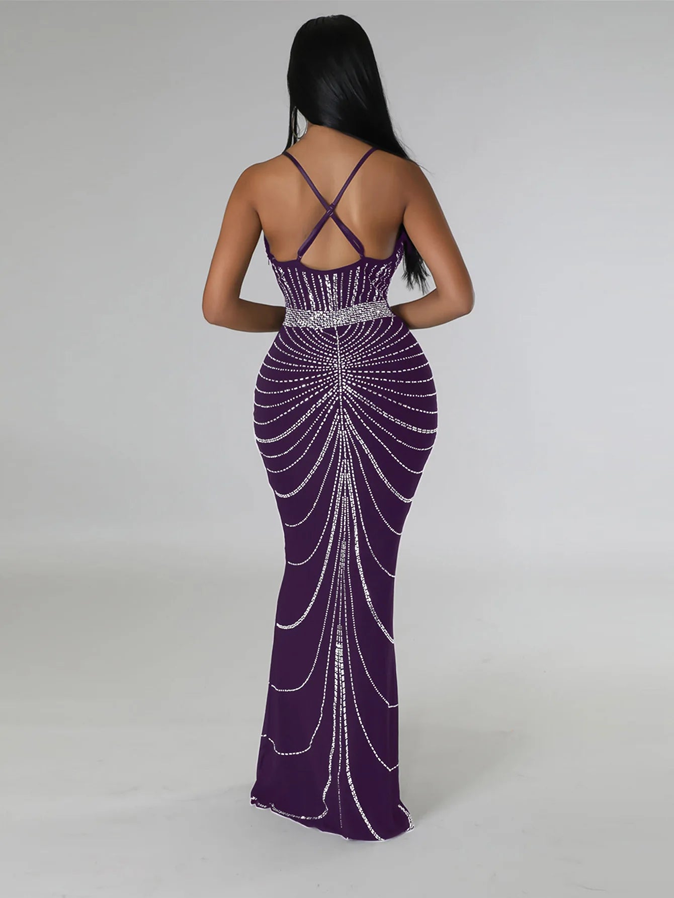 Sparkling Solid Color Hot Diamond Sheer Mesh Long Skirt, Elegant and Luxurious Spring Women's Cocktail Dress, Celebrity Clothing