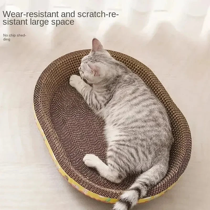 Cat Scratching Board Protect Furniture Grinding Claw Toys Round Oval Corrugated Paper Wear-resistant Cat Nest Scratching Board