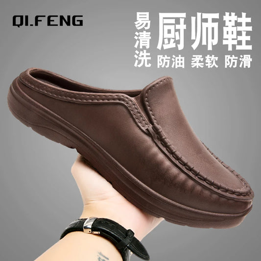 Large Slippers Men's Slip On Driving Shoes Anti slip Durable Chef Shoes Men's Casual Fashion Lightweight Footwear