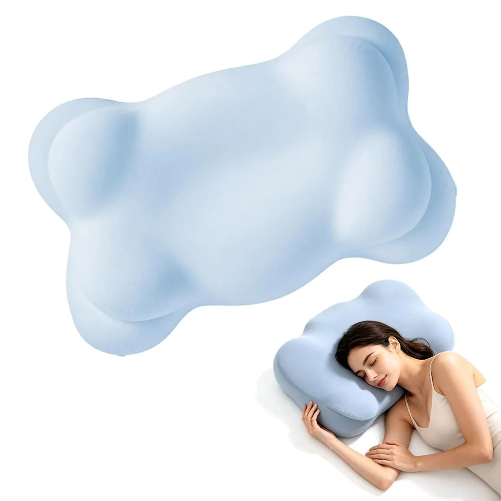 Cloud Pillow Cozy Sleep Pillow, Ergonomic Memory Foam Cervical Support Pillow for Side, Sleepers with Breathable Washable Cover