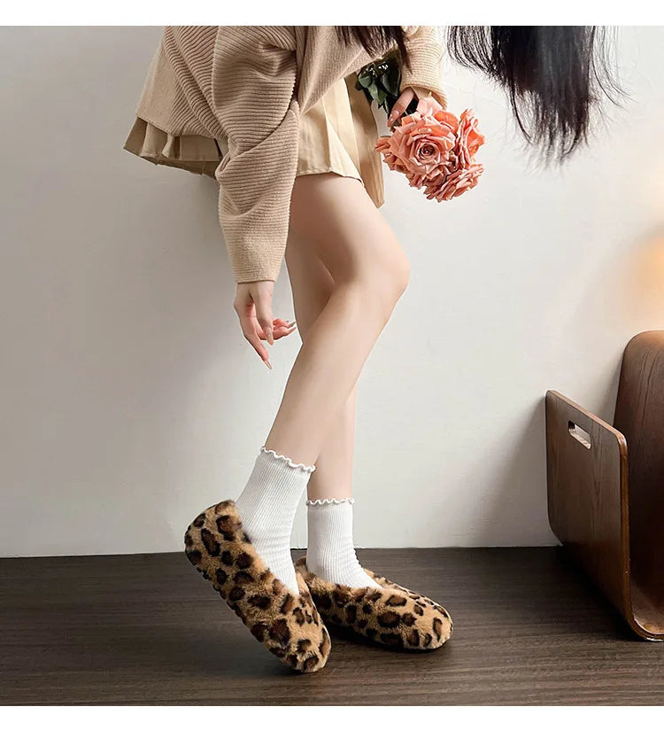 Women's Shoes 2025 New Style Warm Mink Wool Fleece Soft-soled Bean Shoes, Plus-size Women's Shoes43 Mom Shoes Luxury Shoes Women