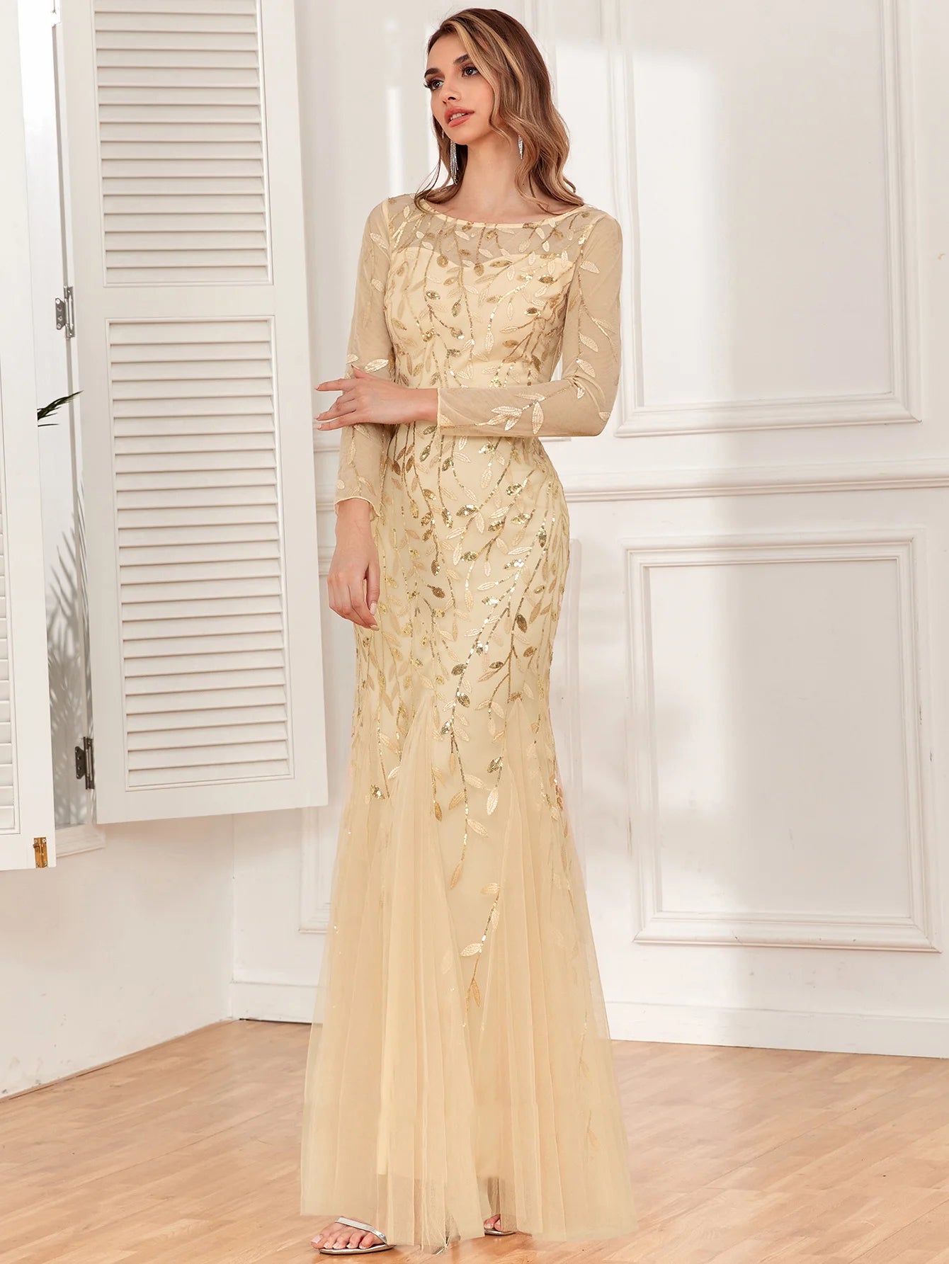 Sexy vintage Maxi Sequin cocktail Dress bridesmaid Prom Dresses for Women Casual Party Long sleeve club Bodycon Dress vestidos