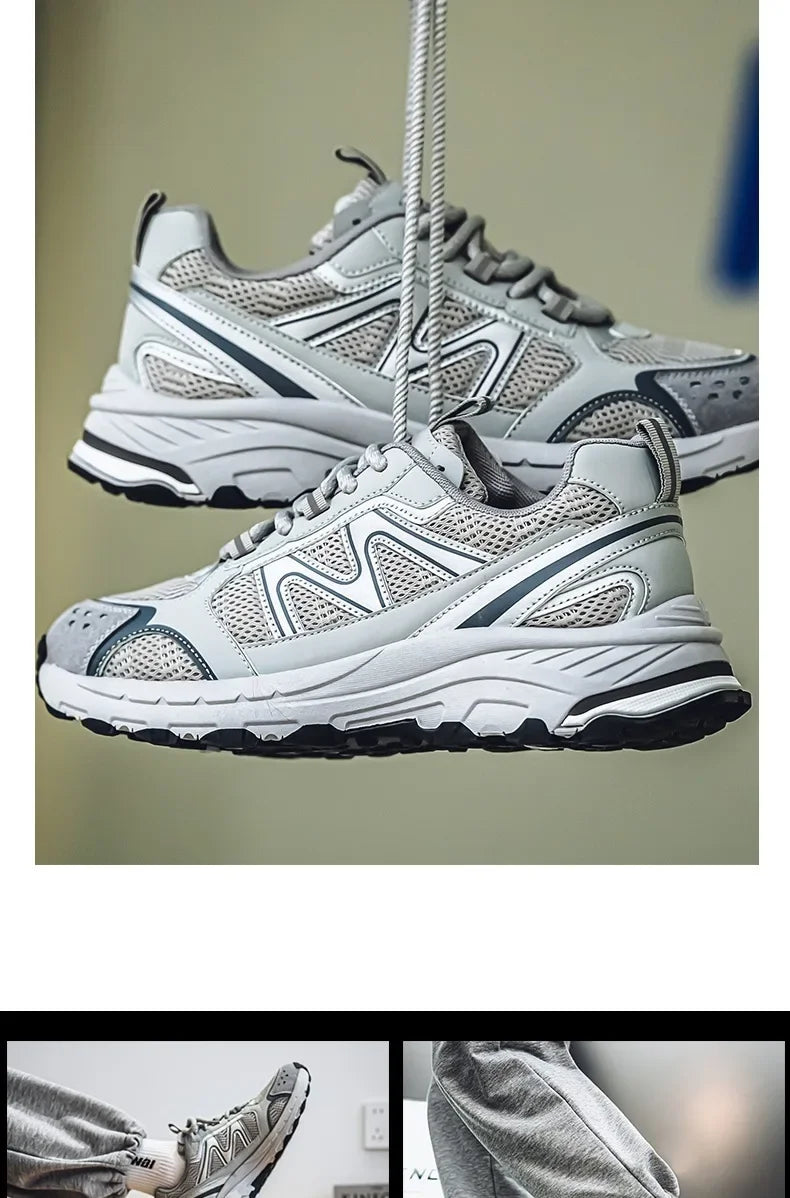 Breathable Outdoor Men's Sport Shoes Summer Trend Dad Sneakers Student Casual Rubber Sole EVA Insole Cotton Lined Net Mesh