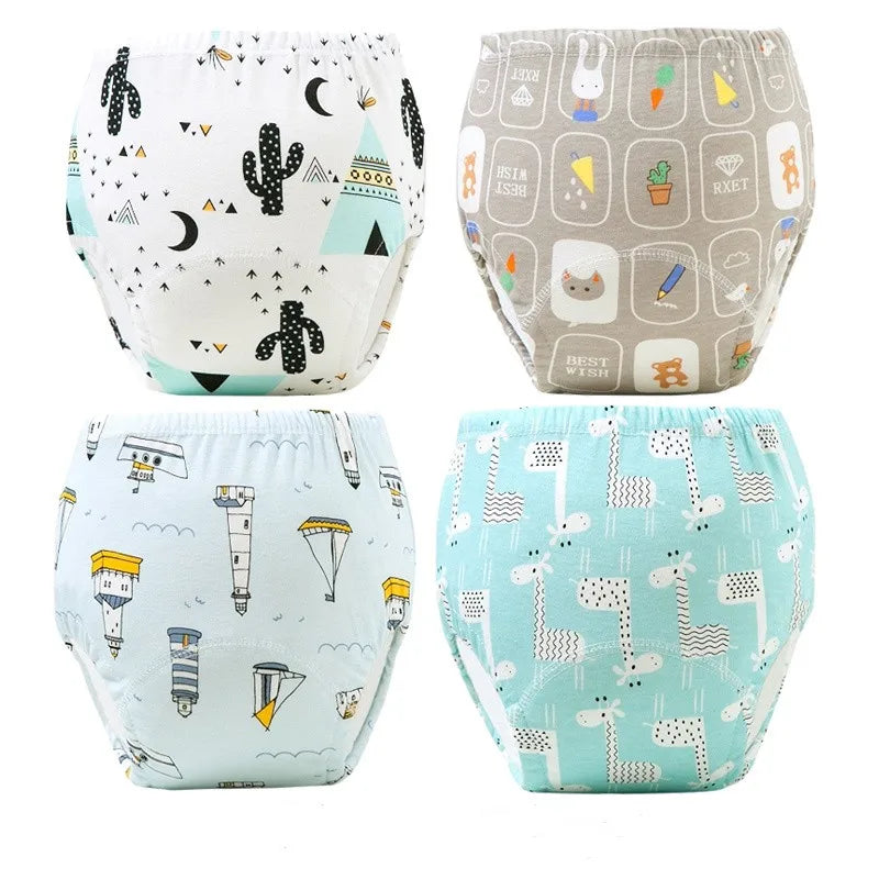 2/3/4/5/8Pc Baby Potty Toilet Training Pants Nappies Cartoon Boys Girls Underwear Cotton TPU WaterProof Panties Reusable Diapers