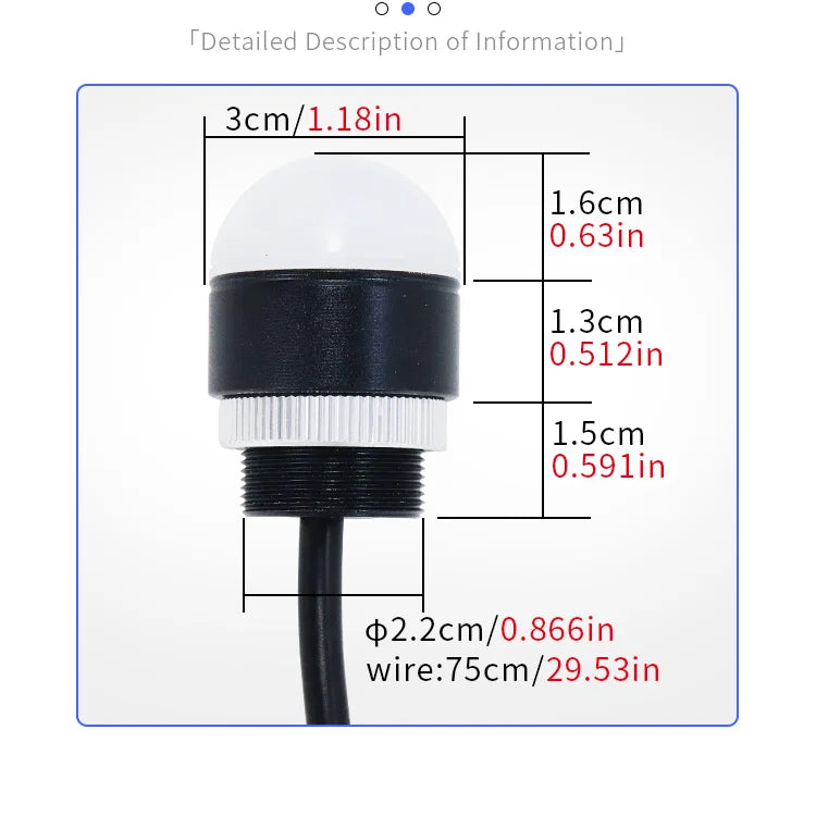 30mm Mini Tri‑Color LED Warning Light 12V24V Waterproof Signal Indicator Lamp for CNC Machine Tool Equipment Industrial Machiner
