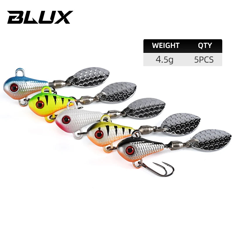 BLUX 5pcs/lot SPINTAIL Fishing Lure 4.5g 7g 11g 14g 19g Spinner Metal Vib Casting Jig Spoon Bait Freshwater Bass Tackle