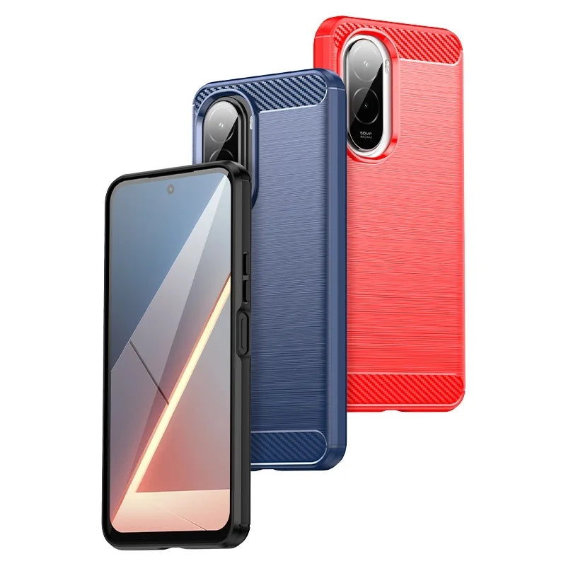 For Poco M7 Case Cover Xiaomi Poco M7 Capas Shockproof Phone Bumper Armor Coque Carbon Fibre Back TPU Soft Fundas Poco M7 Cover