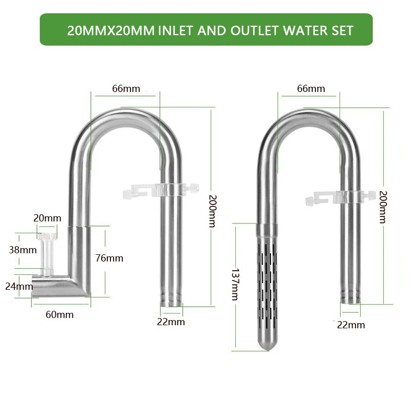 WYIN Aquarium filter stainless steel filter tube oil film outlet docking inner diameter water pipe 12-16-20MM fish tank filter