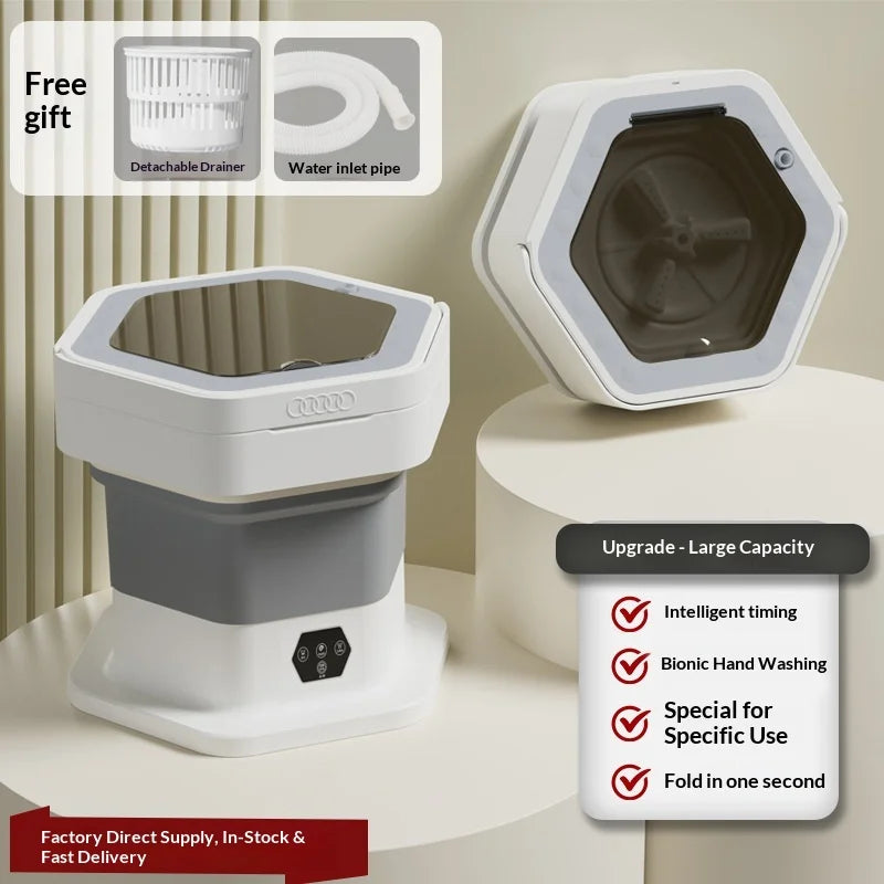 New Mini Folding Washing Machine Household Small-sized Washing Machine Socks Underwear Pants Also Capable Dehydrating White