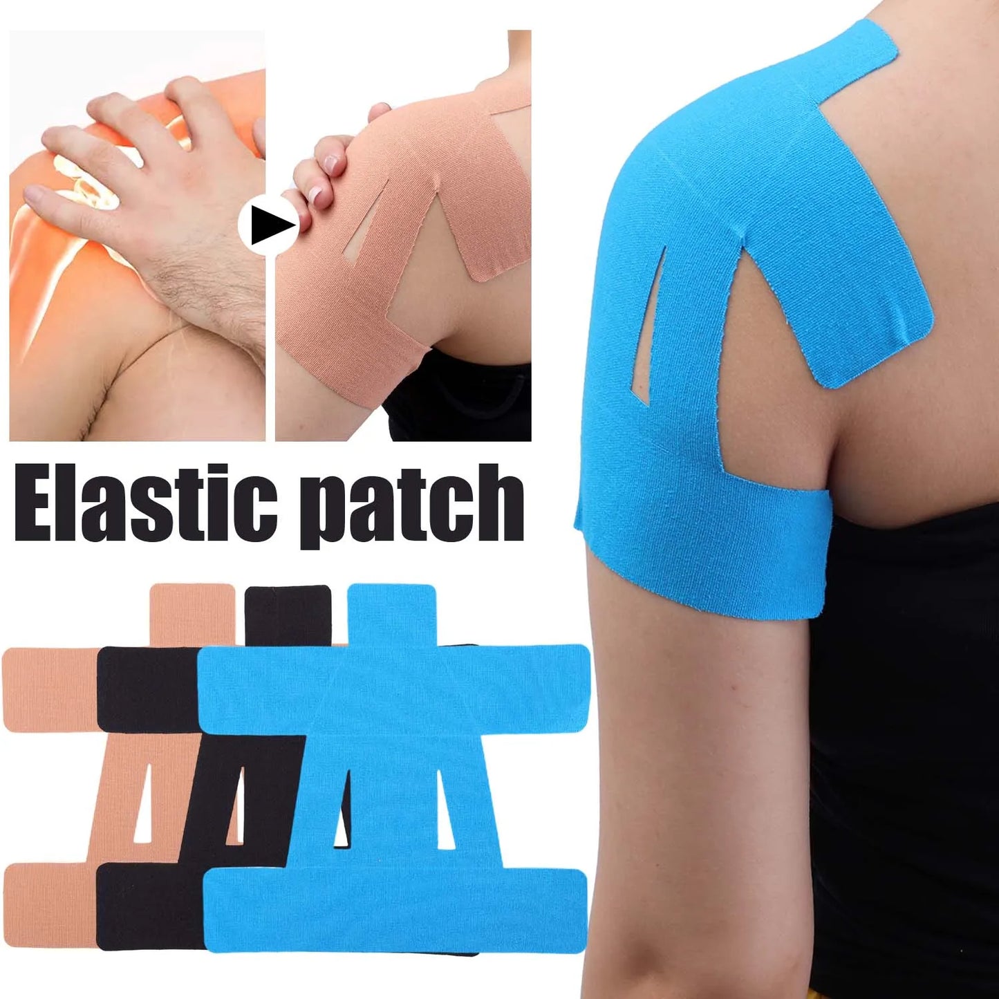 Pre Cut Shoulder Kinesiology Tape Sports Muscle Pain Relief Elastic Patch Cotton Breathable Support for Rotator Cuff Injury Gym