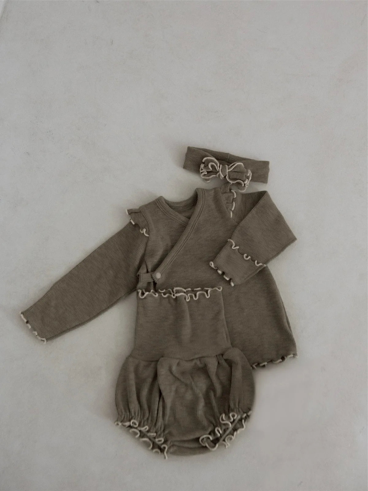 6738 Baby Clothing Set 2025 Autumn New Baby Girl's Home Suit Flying Sleeve Top+High Waist Belly Shorts Pajamas Set