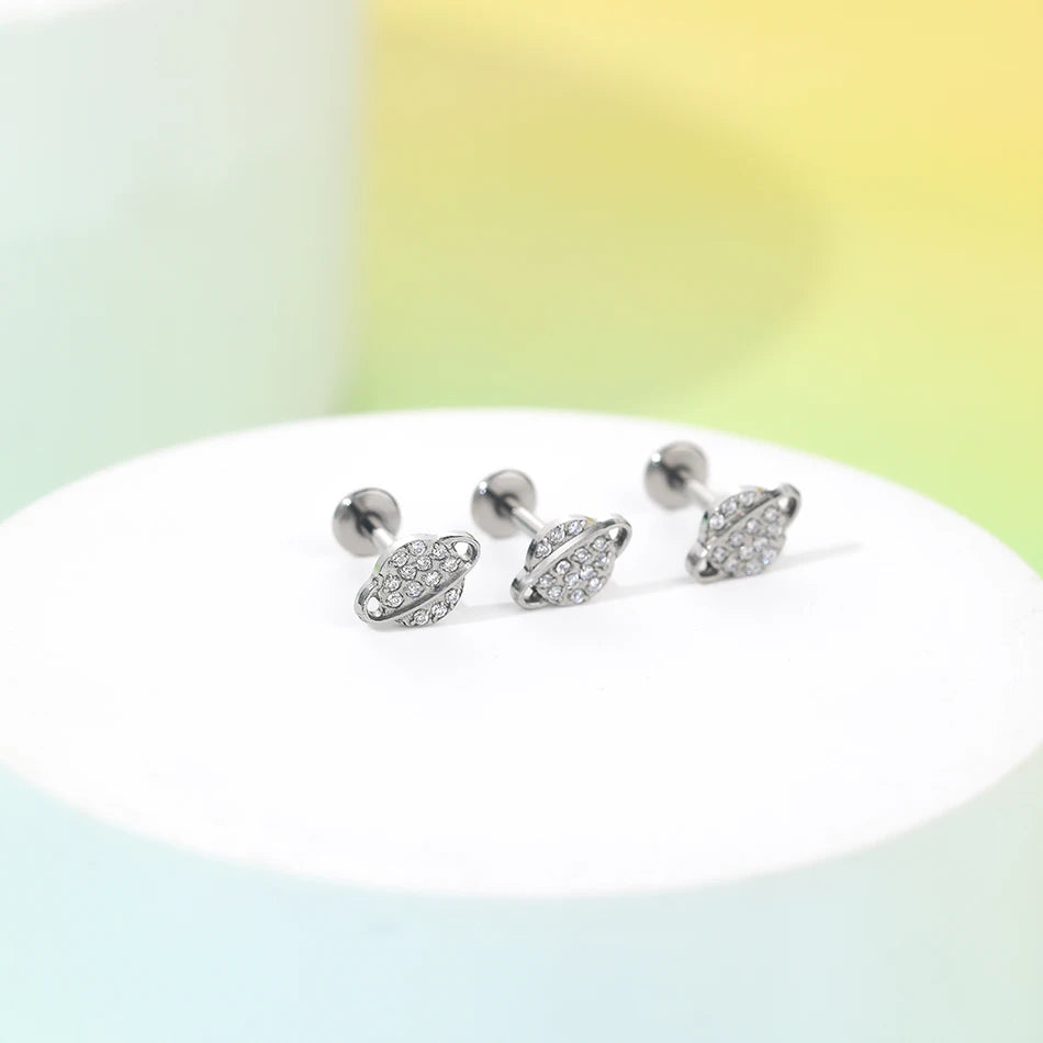 1/5PCS Titanium 16G Tragus Daith Helix Lobe Ear Piercing for Women Leaf Star Zircon Cartilage Stud Earring Piercing Jewelry Gift