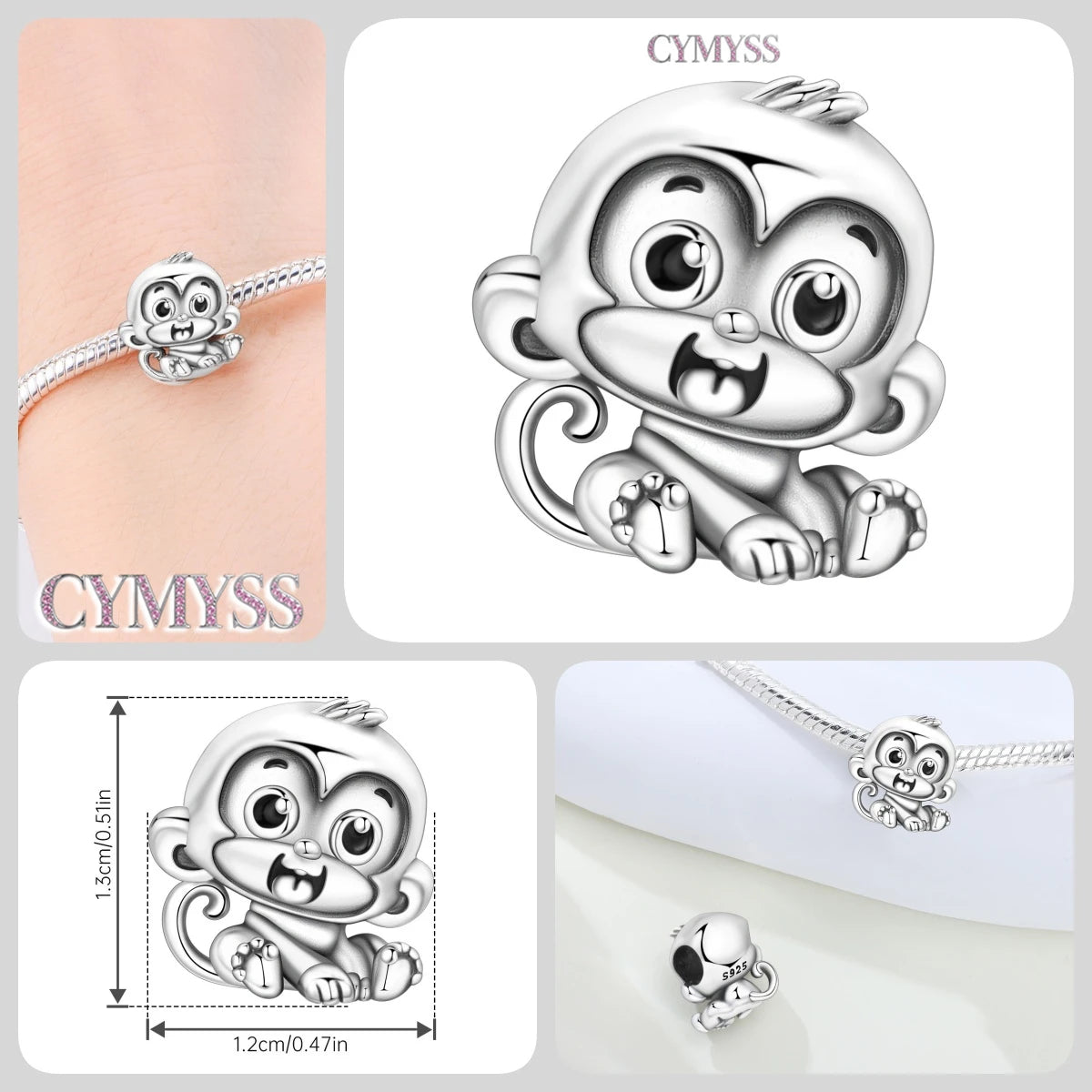925 Sterling Silver Cute Pet Animal Lion King Pendant DIY Jewelry Beads for Women Bangle Bracelet Necklace Birthday Party Gifts