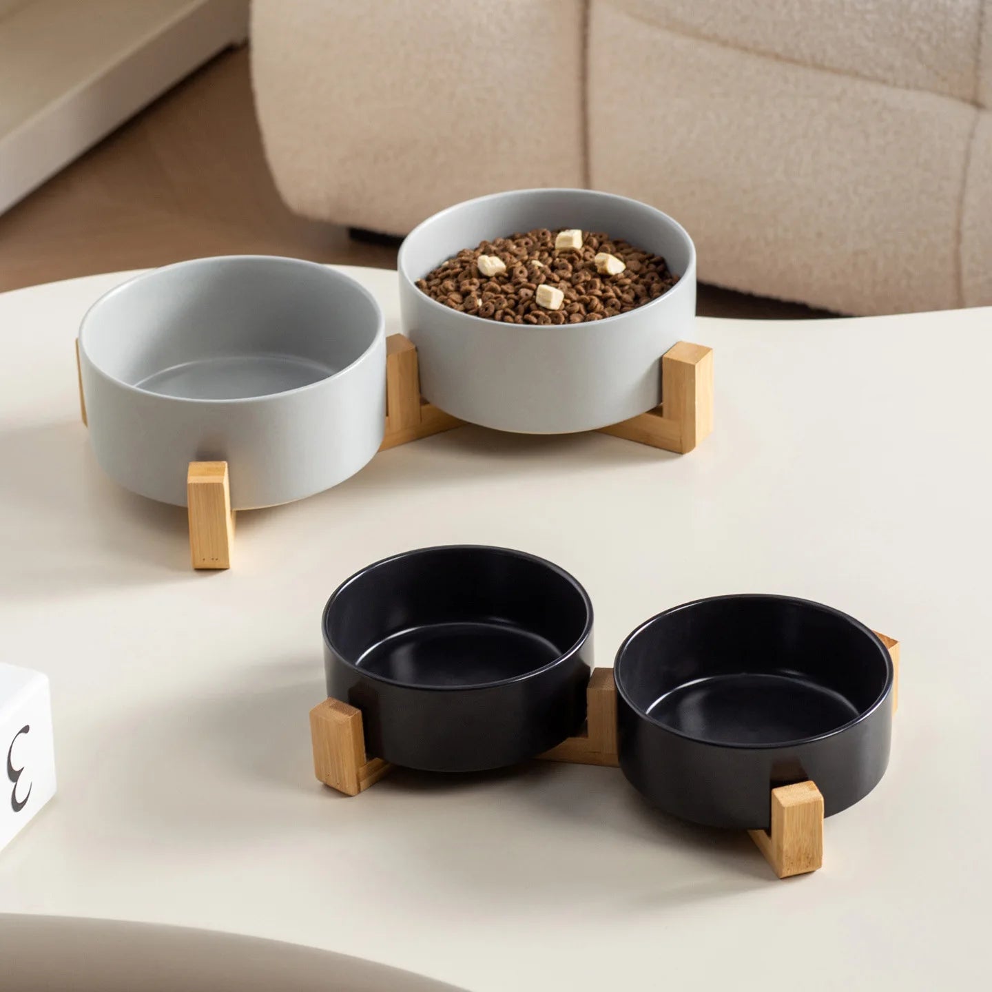 2026 Double Pet Bowl  Elevated Food Water Feeder For Cats And Dogs Neck Protection Simple Style Pet Supplies
