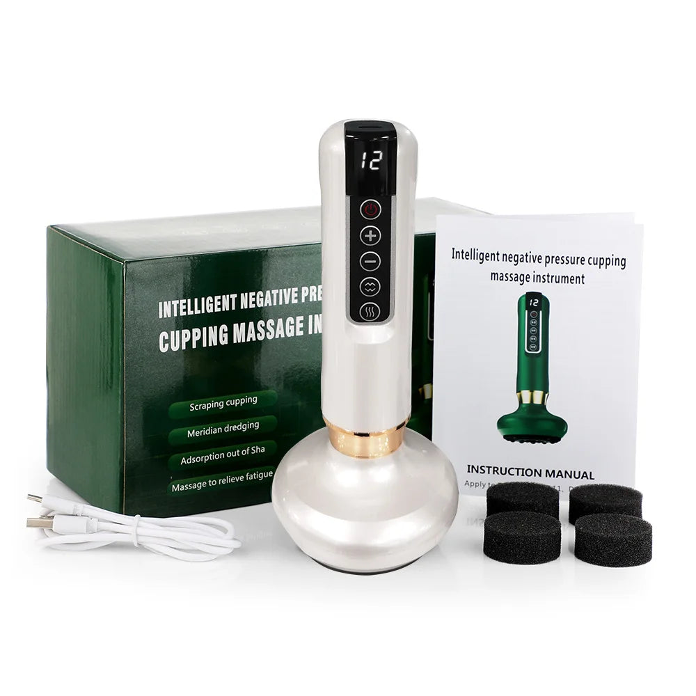 6/12 Speed Electric Cupping Massager Vacuum Suction Cup GuaSha Anti Cellulite Beauty Health Scraping Infrared Heat Body Slimming