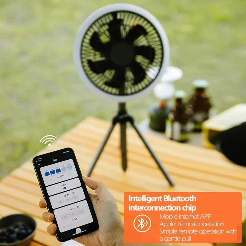 Outdoor Portable Remote Control Camping Fan Retractable Tripod Floor Fan USB Rechargeable 10000mAh Tent Ceiling Fan Ventilator