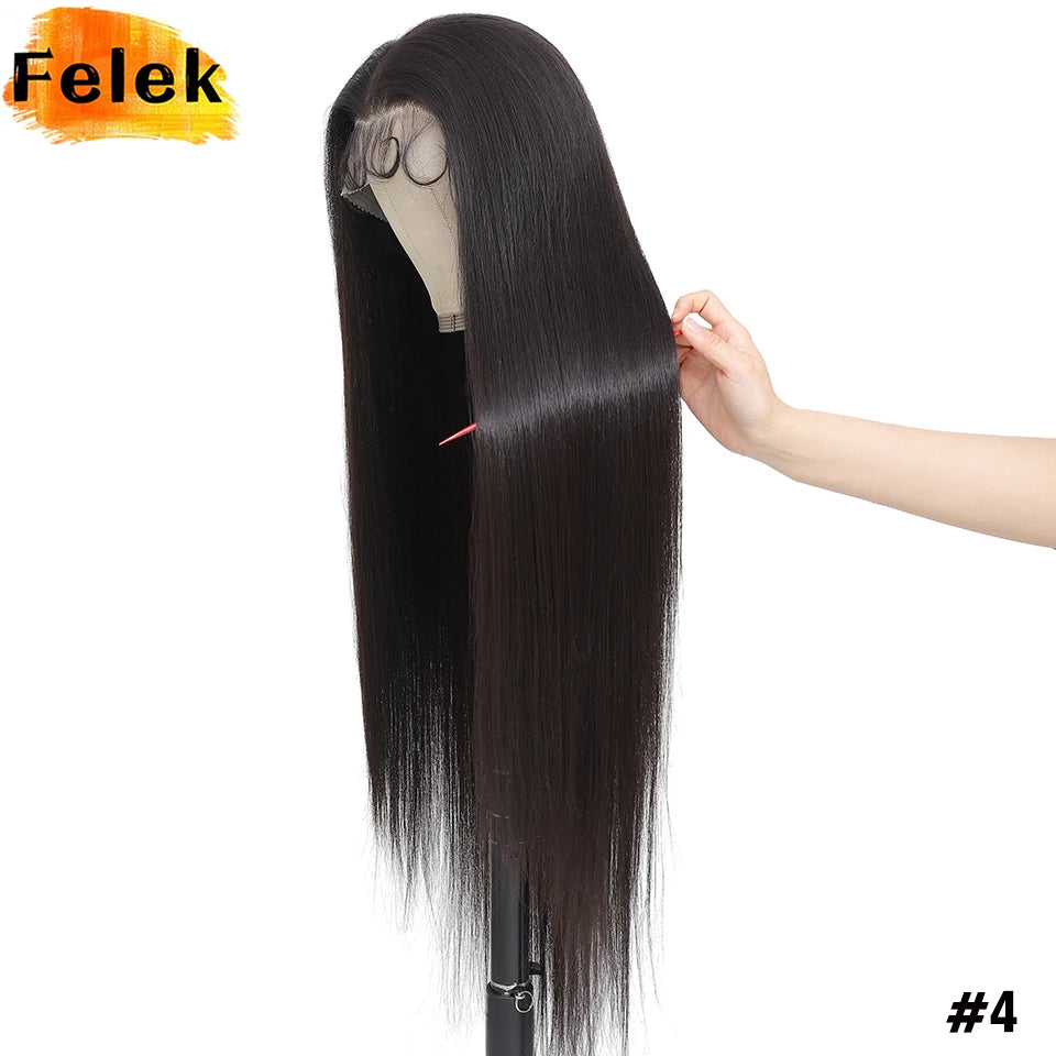 Highlight 13x6 Synthetic Lace Frontal Wigs For Women 40 Inch Long Silky Straight Lace Front Wigs High Quality American Afro Wigs