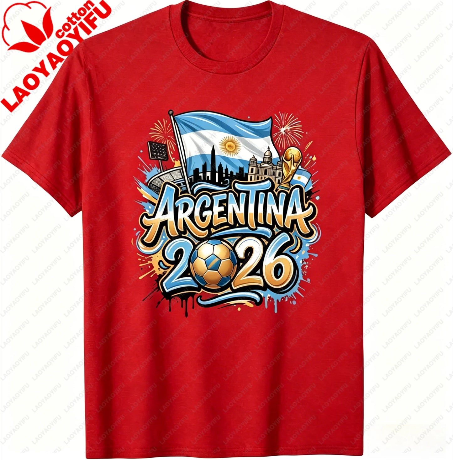 Unisex Argentina 2026 Soccer Tee Vintage Style Graphic Football Fan Supporter Casual Streetwear Top