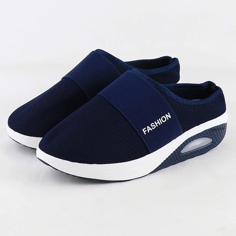 Cushion Slip-On Women Walking Shoes Orthopedic Diabetic Ladies Platform Mules Mesh Lightweight Slippers Wedge Female Sneaker