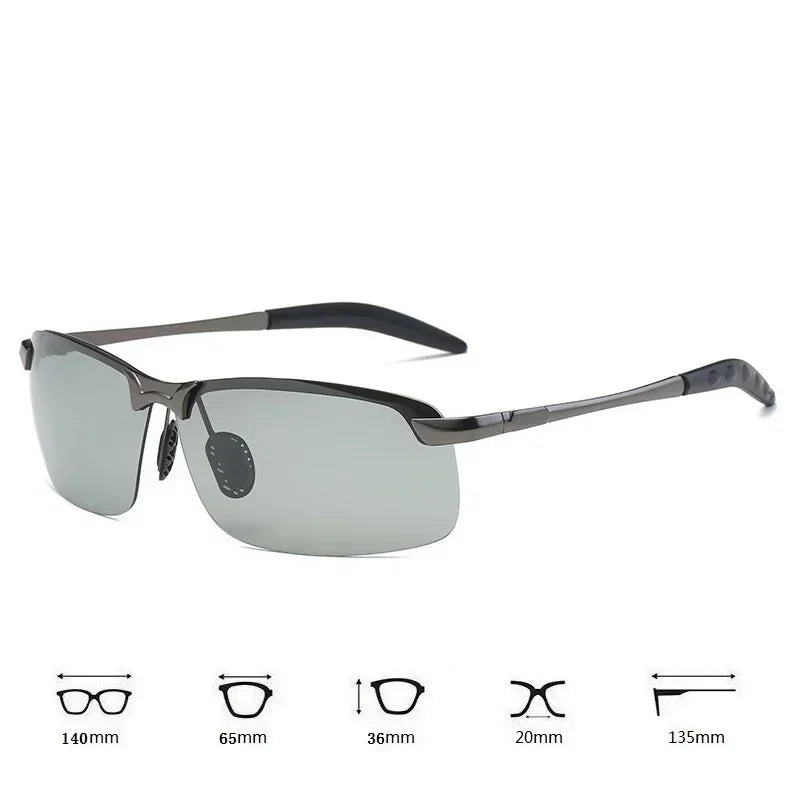 Men Photochromic Polarized Sunglasses Day Night Dual Use Color Changing Driving Fishing  Anti Glare UV Night Vision Glasses 1PC