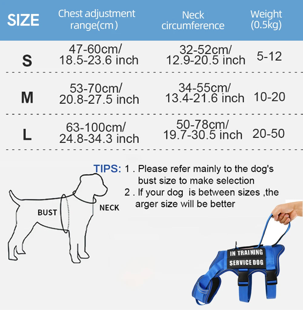 New Tactical Dog harness No Pull Dog Harness Vest with 4 Dog Patches, Reflective Pet Harness with Adress Note, Soft Padded Harne