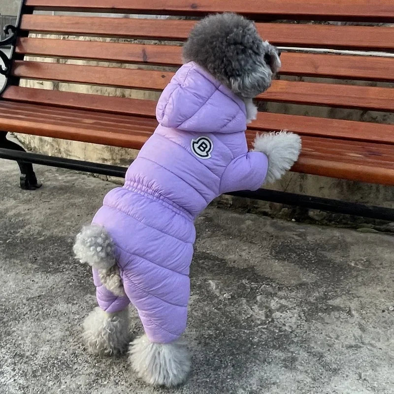 Winter Dog Jumpsuits Warm Soft Dog Clothes Padded Cotton Puppy Down Jacket Fashion Solid Cat Jumpsuit Coat Chihuahua Pet Clothes