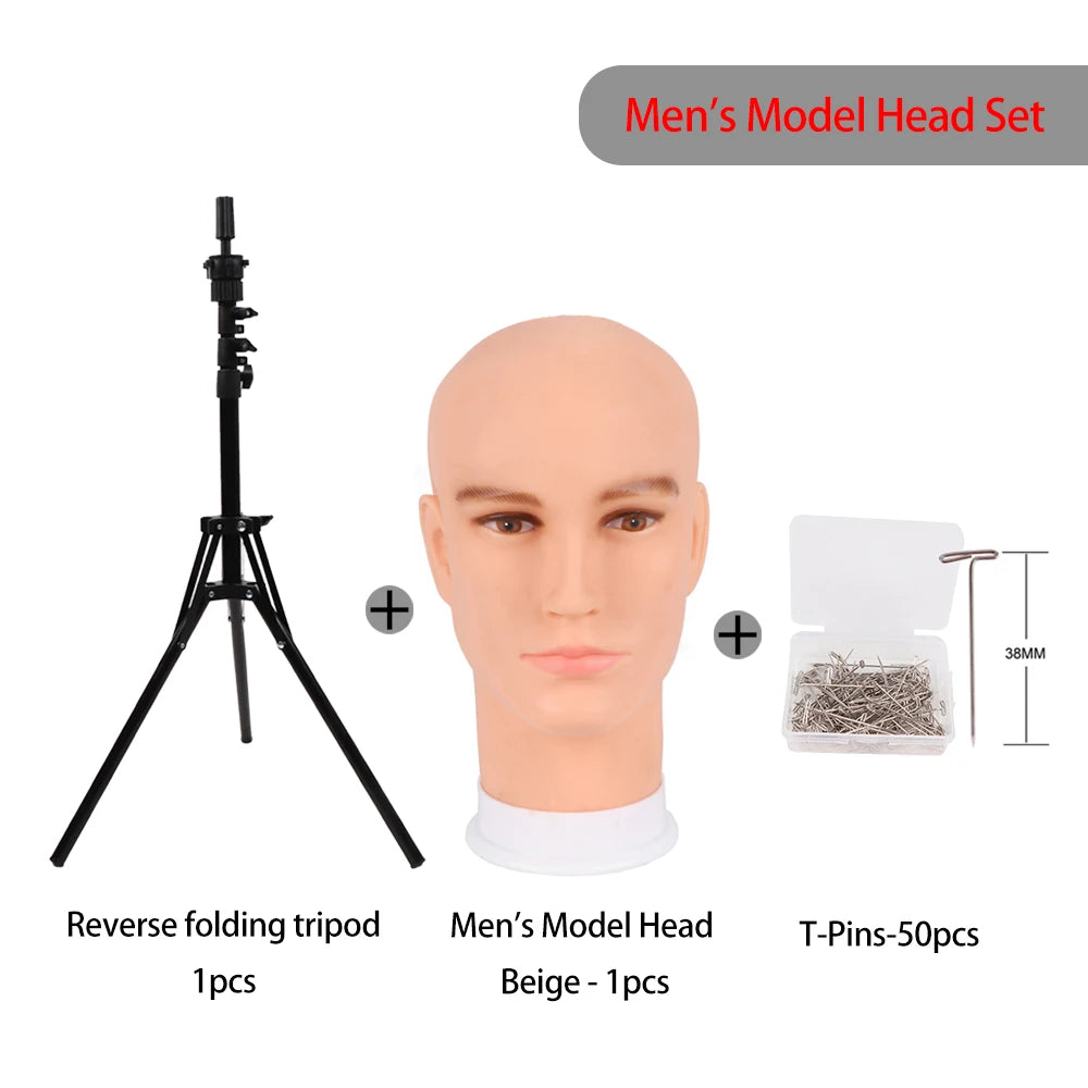 Nunify 21-25Inch Canvas Block Head Mannequin Adjustable Wig Stand Tripod With Rotatable Head Holder For Hairdressing Exhibitions
