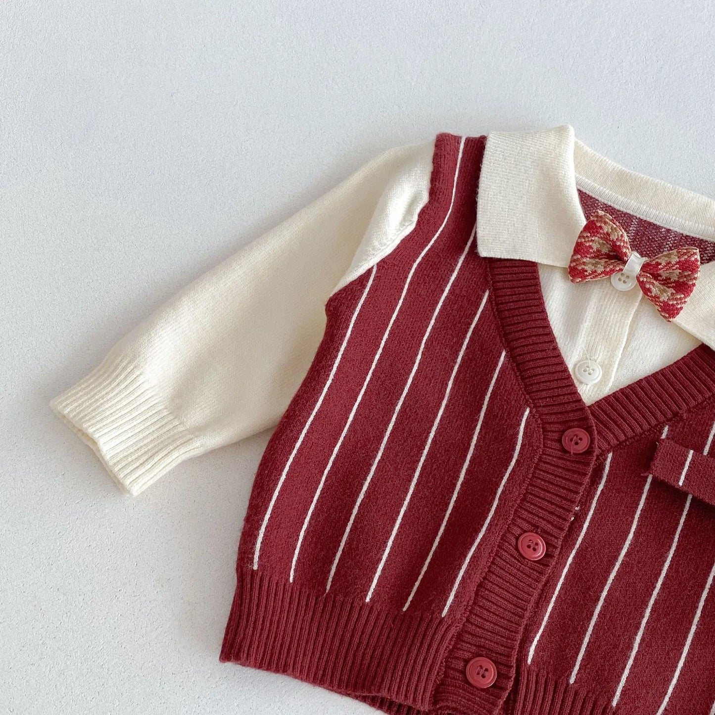 2025 Baby Clothes Toddler Baby Boy Knit Striped 3Pcs Sets 0-2Y Bow Tie Shirt and Pants Gentleman Casual Formal Infant Outfit