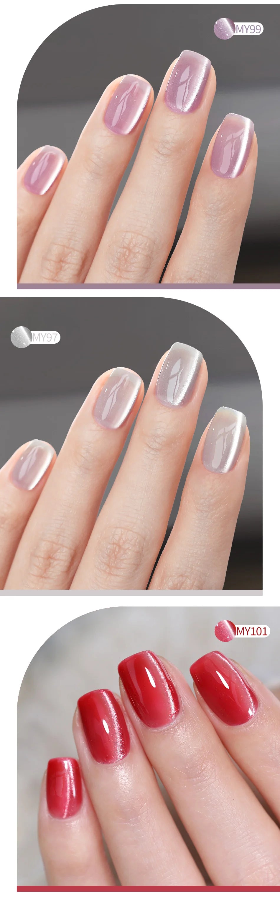 BORN PRETTY 6Pcs/Set 10ml Water Light Cat Magnetic Gel Nail Polish Aurora Spar Glitter Glass Soak Off UV LED Nail Varnish