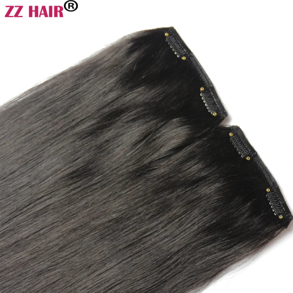 ZZHAIR 100% O Brazilian Human Remy Hair Extensions 16"-24" 2pcs Set 70g 80g Clips-in Two Pieces 2x10cm Natural Straight
