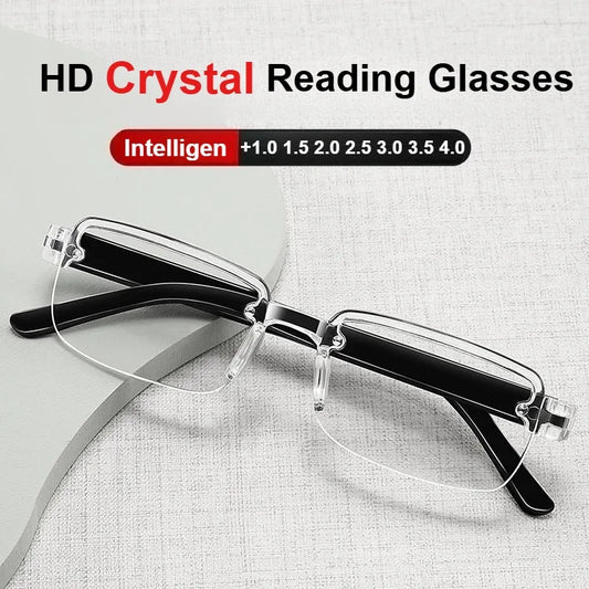 +1.0~5.0 Smart Zoom Reading Glasses Anti Blue Light Presbyopia Glasses For Men Women Adjustable Focus Lightweight Reader Glasses