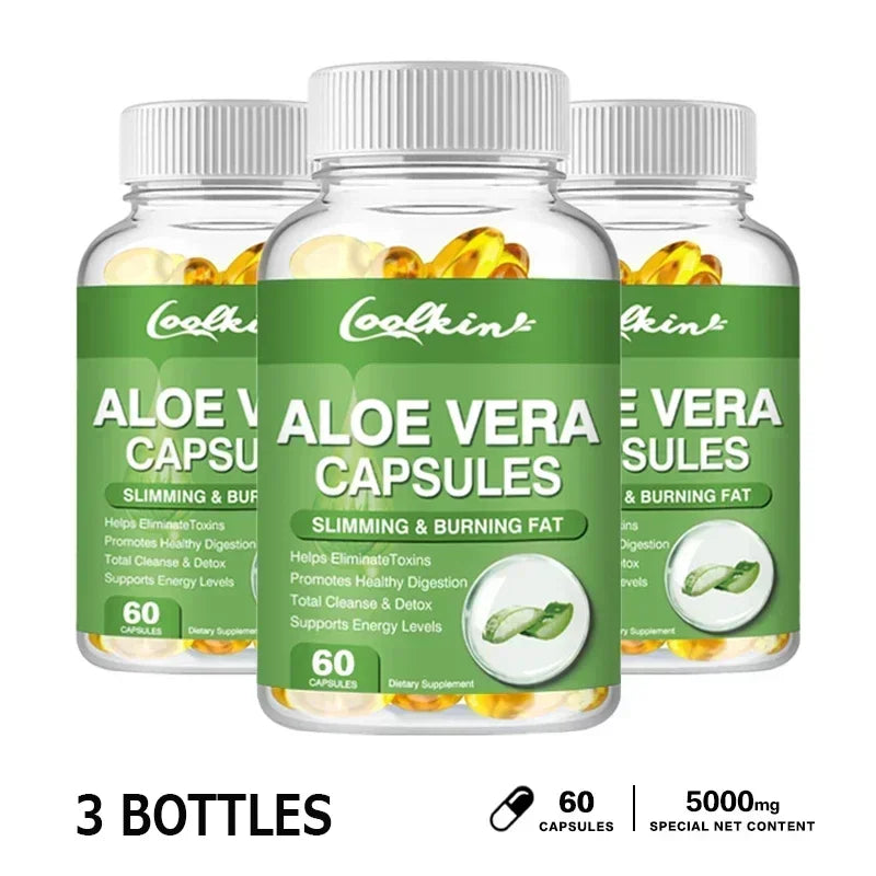 Aloe Vera Extract Capsules - Relieve Intestinal Constipation, Promote Digestion, Detoxify, Control Appetite, Burn Fat, Non-GMOSu