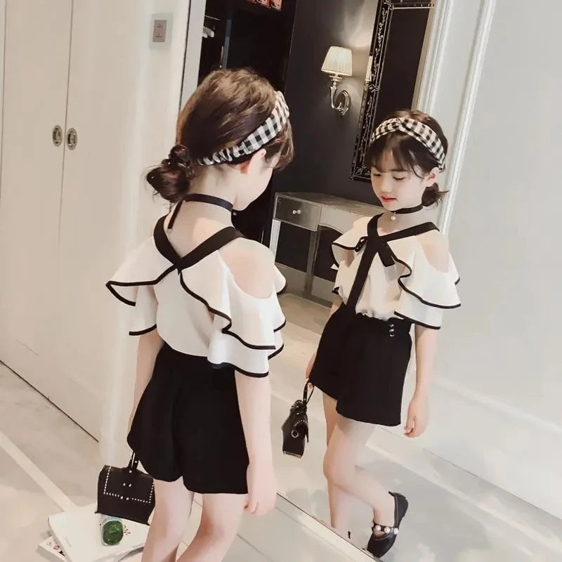 Outfit for Girls 10 To 12 Years Summer 2024 Girls Clothing Sets Kids T-shirt+Shorts Suits Short Sleeve Children Fashion Kids Set