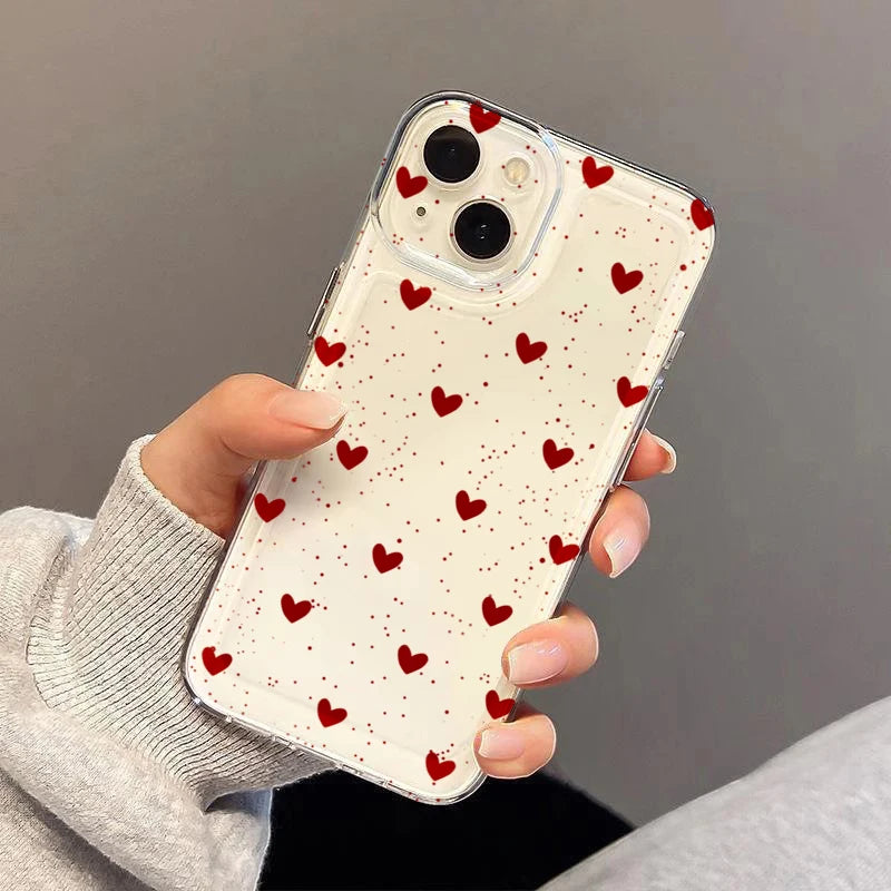 Simple Love Heart Bow Polka Dot Clear Phone Case for Xiaomi 15T Pro POCO F7 X7 X6 X5 F5 F6 Pro Mi 11 Lite 5G 14T 13T 12T Cover