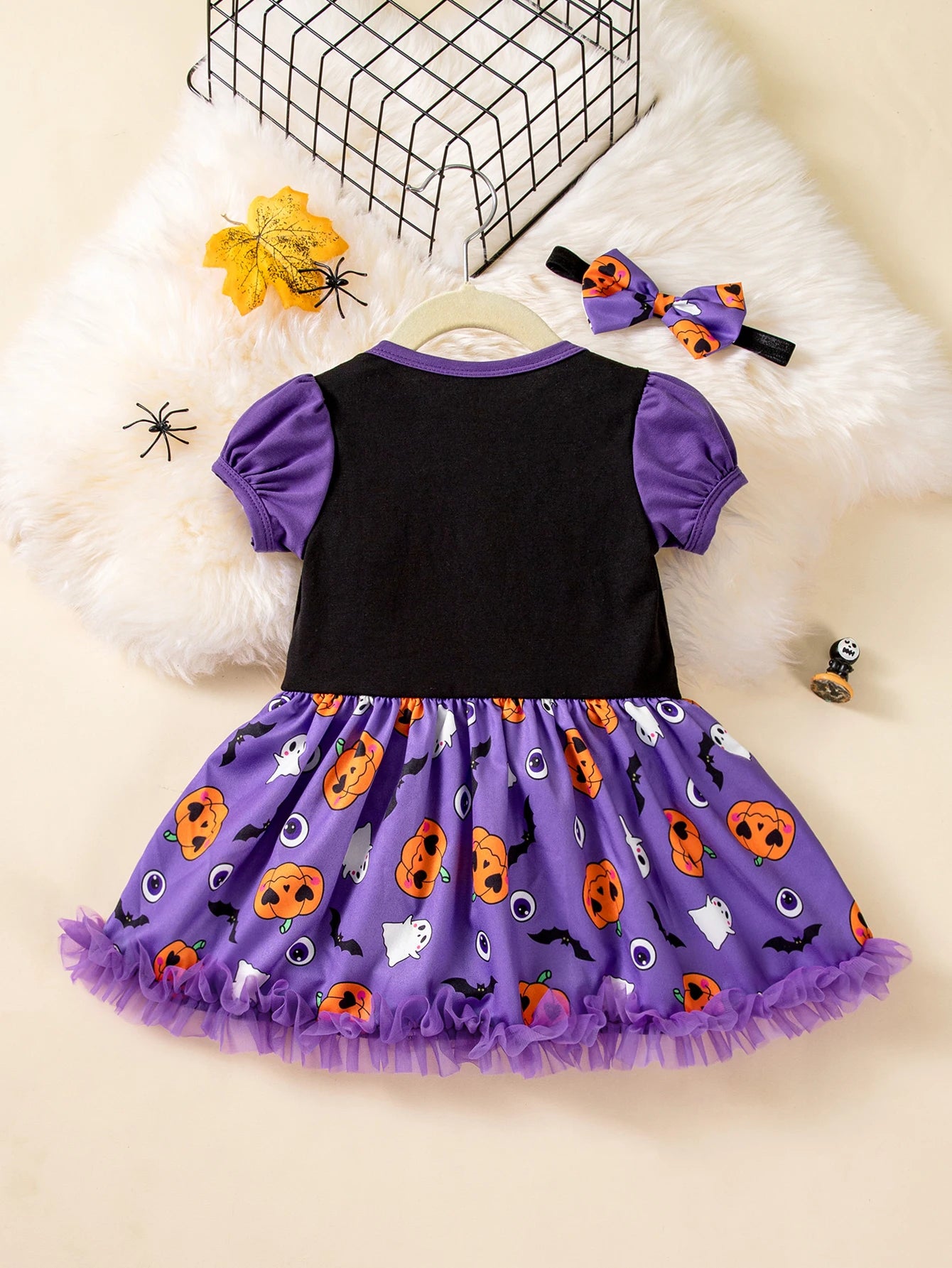 2Pcs Baby Girl My 1st Halloween Dress Set + Bow Headband