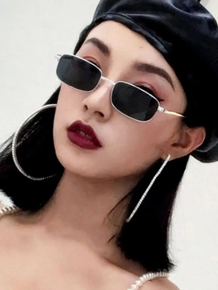 Fashion Rectangle Sunglasses Men Women Vintage Square Driving Sun Glasses Luxury Brand Metal Frame Eyewear Lentes De Sol