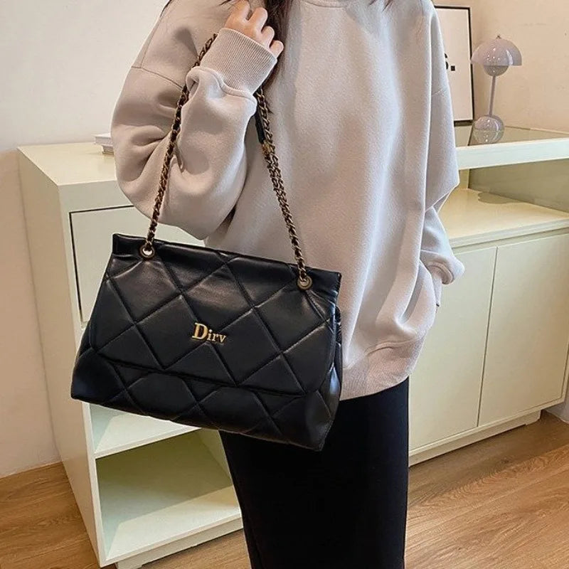 Square Vintage Leather Crossbody Bag Women Handbag Designer Shoulder Tote Purse Classic Diaper Bag
