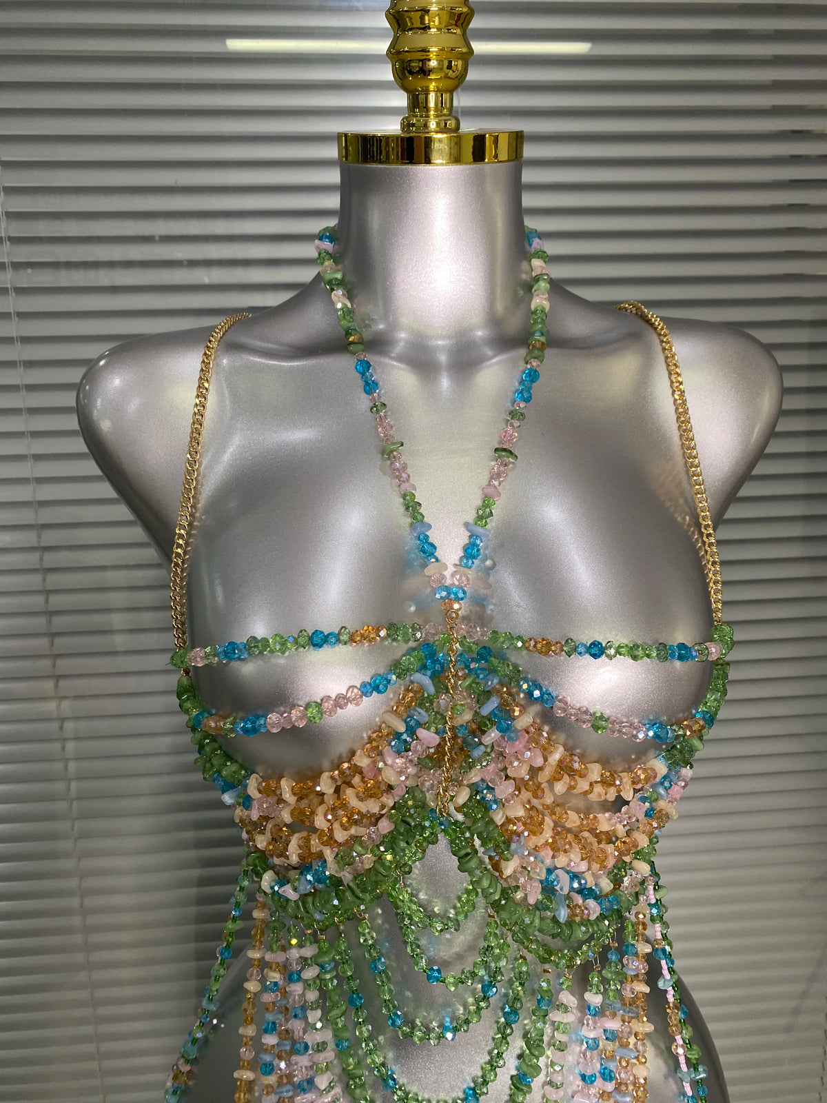 Crystal Rhinestone Tassel Body Chain Harness Bra for Women Multi-layer Shiny Gemstone Body Jewelry Sexy Halter Neck Bikini Chest