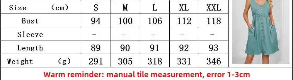 FZCSPEED Women's Sleeveless Midi Dress with Pockets Solid Round Neck Button-embellished Dress Casual Sleeveless Vest Dress
