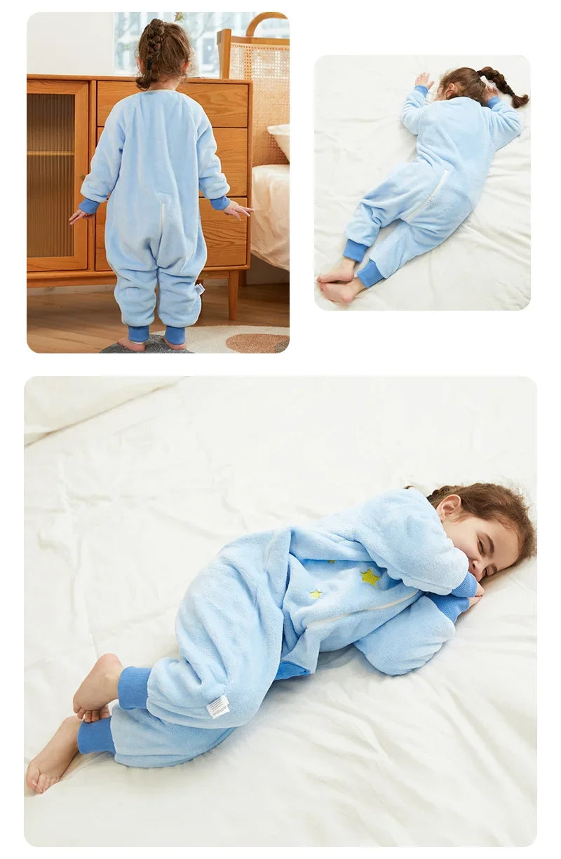 Kawaii Girls Pajamas Winter Purple Rabbit Onesie Hooded Plush Kigurumi Jumpsuit Blanket Sleeper Warm Overall Kids Nightwear Pjs