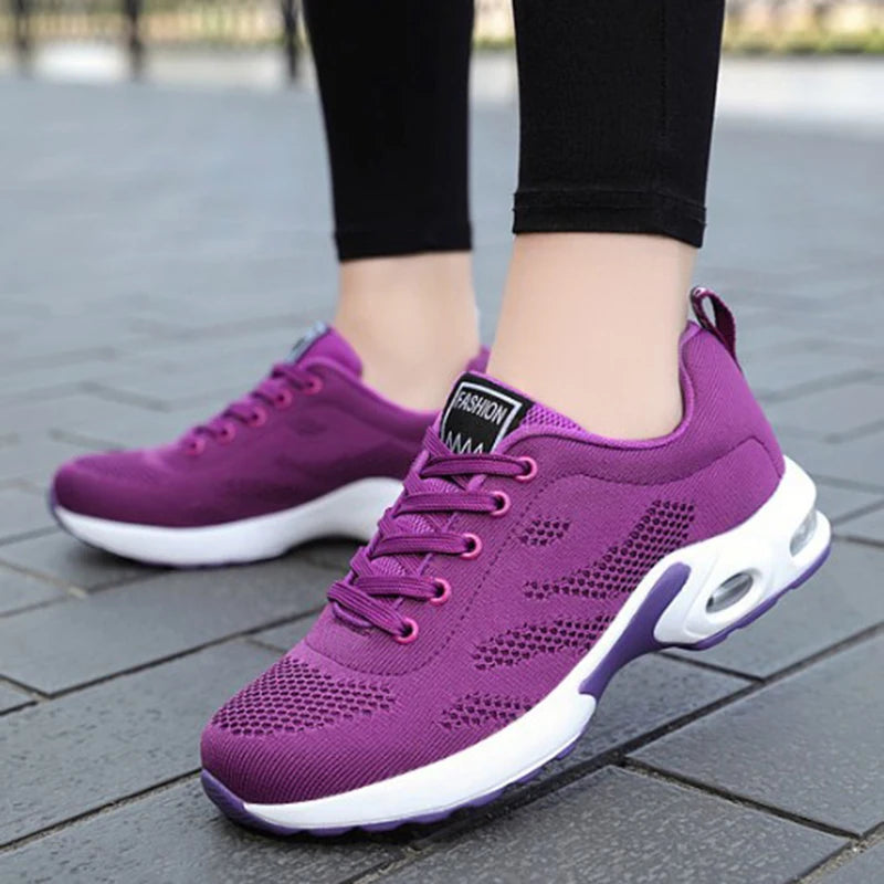 Women Mesh Breathable Casual Sneakers Lace-up Vulcanized Shoes Ladies Platform Sneakers Female Shoes Plus Size Zapatos De Mujer